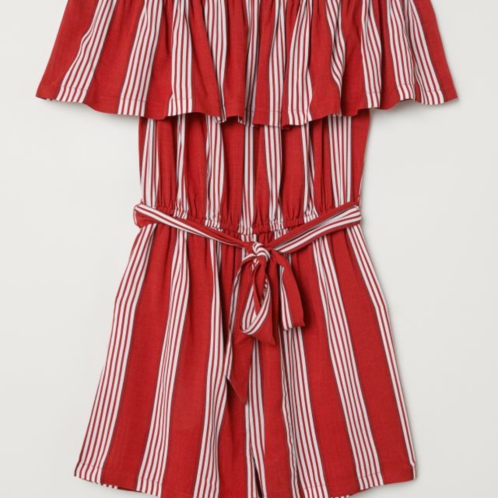 H&M Red Striped Romper
